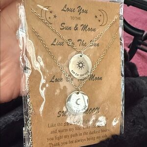 Sun and Moon Pendant Necklace Set